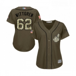 Womens Cleveland Indians 62 Nick Wittgren Authentic Green Salute to Service Baseball Jersey 