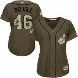 Womens Majestic Cleveland Indians 46 Matt Belisle Authentic Green Salute to Service MLB Jersey 