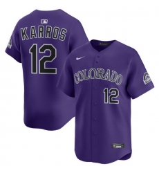Men Colorado Rockies Nike Purple Alternate Limited Jersey Karros Kyle 12