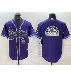 Men Colorado Rockies Purple Team Big Logo Cool Base Stitched Baseball Jersey 1