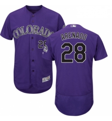 Mens Majestic Colorado Rockies 28 Nolan Arenado Purple Alternate Flex Base Authentic Collection MLB Jersey 