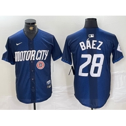 Men Detroit Tigers 28 Javier B E1ez 2024 Navy City Connect Cool Base Stitched Limited Jerseys 2