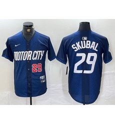 Men Detroit Tigers 29 Tarik Skubal 2024 Navy City Connect Cool Base Stitched Limited jerseys