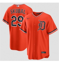 Men Detroit Tigers 29 Tarik Skubal Orange Alternate Stitched Baseball Jersey Men Detroit Tigers 29 Tarik Skubal Orange Alternate Stitched Baseball Jersey