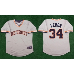 Men Detroit Tigers 34 Chet Lemon Grey Road Throwback Stitched Baseball Jersey