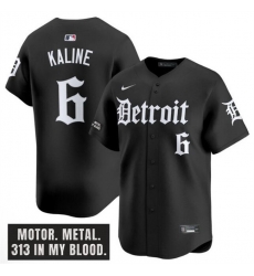 Men Detroit Tigers 6 Al Kaline Black  27Motor Gothic Edition 27 Vapor Premier Limited Stitched Baseball Jersey