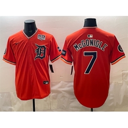 Men Detroit Tigers  7 Kevin McGonigle Orange 2026 Alternate With Meijer Patch   USA 250  Patch Vapor Premier Limited Stitched Baseball Jersey