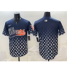 Men Detroit Tigers Blank Navy With Patch Vapor Premier Limited Stitched Baseball Jersey