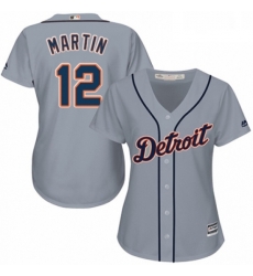 Womens Majestic Detroit Tigers 12 Leonys Martin Authentic Grey Road Cool Base MLB Jersey 