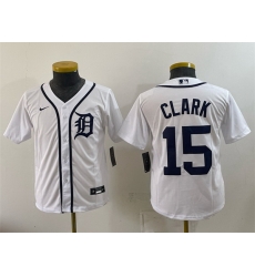 Youth Detroit Tigers  15 Max Clark White Cool Base Stitched Baseball Jersey