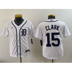 Youth Detroit Tigers  15 Max Clark White Cool Base Stitched Baseball Jersey