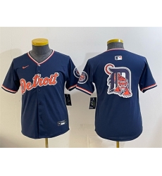Youth Detroit Tigers Team Big Logo Navy 2026 Alternate Vapor Premier Limited Stitched Baseball Jersey
