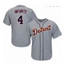 Youth Majestic Detroit Tigers 4 Omar Infante Authentic Grey Road Cool Base MLB Jersey