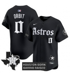 Men Houston Astros 0 Orbit Black Gothic  27Houston Born Barrio Raised 27 Limited Stitched Baseball Jersey