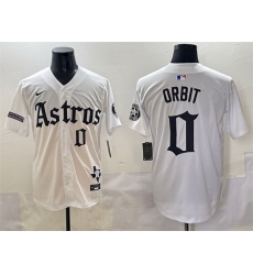 Men Houston Astros 0 Orbit White Gothic  27Houston Born Barrio Raised 27 Limited Stitched Baseball Jersey