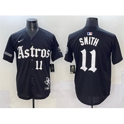 Men Houston Astros 11 Cam Smith Black Gothic  27Houston Born Barrio Raised 27 Limited Stitched Baseball Jersey