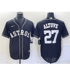 Men Houston Astros 27 Jose Altuve Black Cool Base Stitched Baseball Jersey