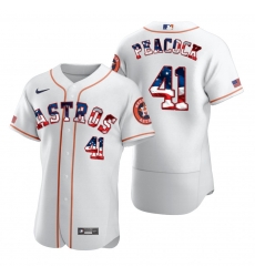 Men Houston Astros 41 Brad Peacock Men Nike White Fluttering USA Flag Limited Edition Flex Base MLB Jersey