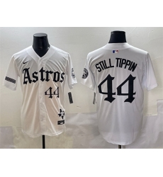 Men Houston Astros 44 Still Tippin White Gothic  27Houston Born Barrio Raised 27 Limited Stitched Baseball Jersey