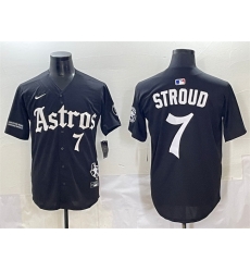 Men Houston Astros 7 C J  Stroud Black Gothic Houston Born Barrio Raised Limited Stitched Baseball Jersey
