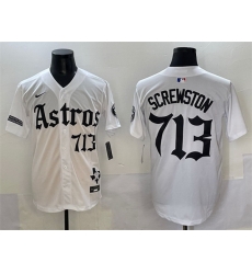 Men Houston Astros 713 Screwston White Gothic  27Houston Born Barrio Raised 27 Limited Stitched Baseball Jersey