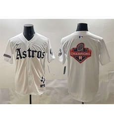 Men Houston Astros Team Big Logo White Gothic  27Houston Born Barrio Raised 27 Limited Stitched Baseball Jersey 001