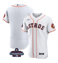 Men's Houston Astros Blank White 2022 World Series Champions Flex Base Stitched Baseball Jersey