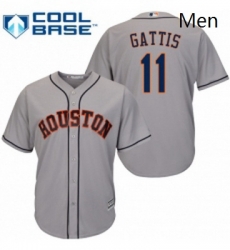 Mens Majestic Houston Astros 11 Evan Gattis Replica Grey Road Cool Base MLB Jersey