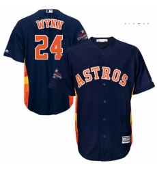 Mens Majestic Houston Astros 24 Jimmy Wynn Replica Navy Blue Alternate 2017 World Series Champions Cool Base MLB Jersey 