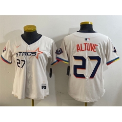Women Houston Astros 27 Jose Altuve Cream 2025 City Connect With Texas Patch Limited Stitched Baseball Jersey