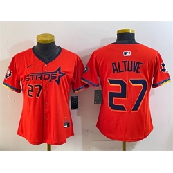 Women Houston Astros 27 Jose Altuve Orange 2025 City Connect With Texas Patch Limited Stitched Baseball Jersey