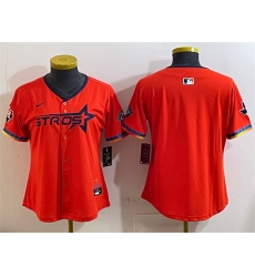 Women Houston Astros Blank Orange 2025 City Connect With Texas Patch Limited Stitched Baseball Jersey