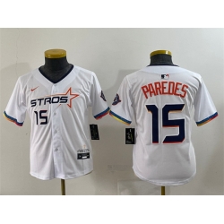 Youth Houston Astros 15 Isaac Paredes White 2025 City Connect Limited Stitched Baseball Jersey
