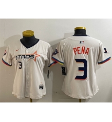 Youth Houston Astros 3 Jeremy Pena Cream 2025 City Connect With Texas Patch Limited Stitched Baseball Jersey