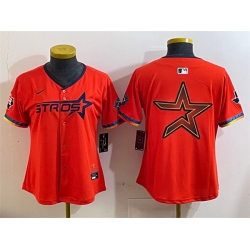 Youth Houston Astros Team Big Logo Orange 2025 City Connect With Texas Patch Limited Stitched Baseball Jersey 003