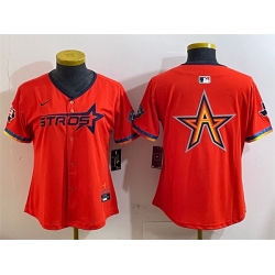 Youth Houston Astros Team Big Logo Orange 2025 City Connect With Texas Patch Limited Stitched Baseball Jersey 004