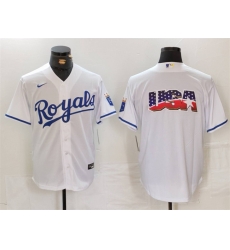 Men Kansas City Royals White Team Big Logo Cool Base Stitched Jersey 2