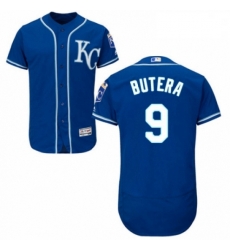 Mens Majestic Kansas City Royals 9 Drew Butera Royal Blue Alternate Flex Base Authentic Collection MLB Jersey