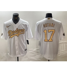 Men Los Angeles Dodgers 17 Shohei Ohtani 2022 All Star White Cool Base Stitched Baseball Jersey