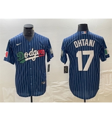 Men Los Angeles Dodgers 17 Shohei Ohtani Navy Cool Base With Patch Stitched Baseball JerseyS