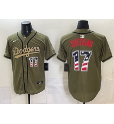 Men Los Angeles Dodgers  17 Shohei Ohtani Olive 2026 Armed Forces Day 250 Fourth of July Stitched Baseball Jersey