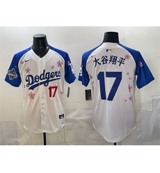 Men Los Angeles Dodgers 17 Shohei Ohtani White Royal 2025 World Series Champions Patch Tokyo Series Limited Stitched Baseball Jersey