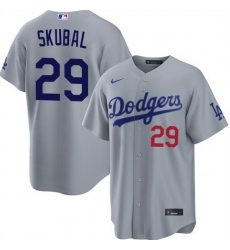 Men Los Angeles Dodgers  29 Tarik Skubal Grey Cool Base Stitched Baseball Jerseys