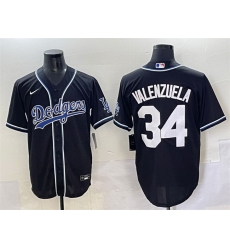 Men Los Angeles Dodgers 34 Fernando Valenzuela Black Fashion Stitched Baseball Jersey
