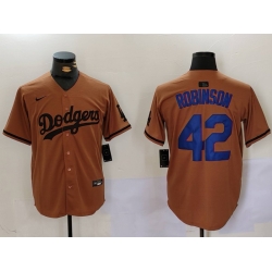 Men Los Angeles Dodgers 42  Jackie Robinson Brown Cool Base Stitched Baseball Jersey 6