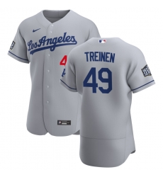 Men Los Angeles Dodgers 49 Blake Treinen Men Nike Gray Road 2020 World Series Bound Flex Base Team MLB Jersey