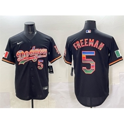 Men Los Angeles Dodgers 5 Freddie Freeman Black Mexico Cool Base Stitched Baseball Jersey