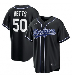 Men Los Angeles Dodgers  50 Mookie Betts 2026 Fashion Replica Black Out Stitched Baseball Jersey