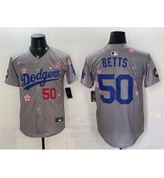Men Los Angeles Dodgers  50 Mookie Betts Grey 2025 Tokyo Series Limited Stitched Baseball Jersey