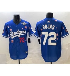 Men Los Angeles Dodgers 72 Miguel Rojas Royal 2025 World Series Patch Tokyo Series Limited Stitched Baseball Jersey